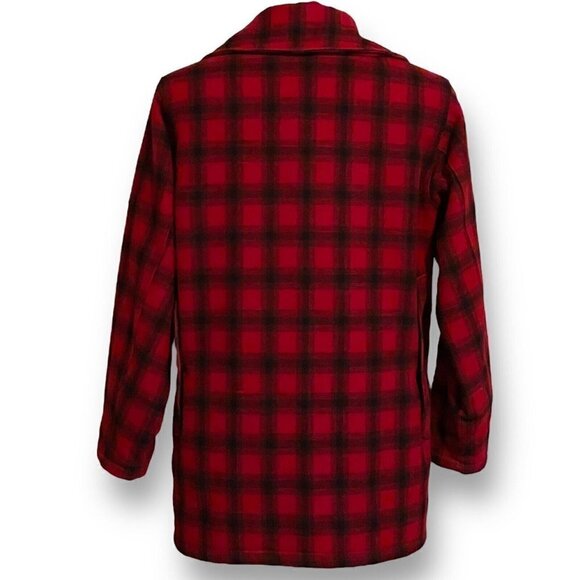 Woolrich Vintage 1960s Mens Mackinaw Hunting Jacket Sz 40 L Long Red Plaid Wool - Picture 6 of 9